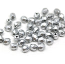 4mm Silver Czech glass beads fire polished, 50Pc