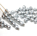 4mm Silver Czech glass beads fire polished, 50Pc
