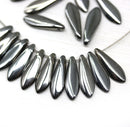 5x16mm Gunmetal dagger dagger czech glass beads - 20pc