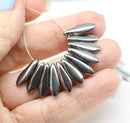 5x16mm Gunmetal dagger dagger czech glass beads - 20pc