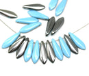 5x16mm Gunmetal blue dagger dagger czech glass beads - 20pc
