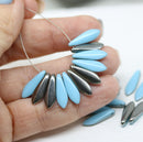 5x16mm Gunmetal blue dagger dagger czech glass beads - 20pc