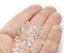4mm Crystal clear Czech glass beads AB finish fire polished, 50Pc