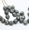 6mm Gray matte metallic fire polished round czech glass beads, 30Pc