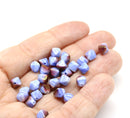 6mm Blue with copper luster bicone Czech glass beads, 30Pc