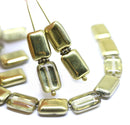 12x8mm Rectangle czech glass beads in gold and clear, 20pc