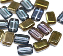 12x8mm Blue gray rectangle czech glass beads vitrail, 20pc