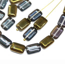 12x8mm Blue gray rectangle czech glass beads vitrail, 20pc