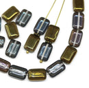 12x8mm Blue gray rectangle czech glass beads vitrail, 20pc