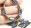 12x8mm Blue gray rectangle czech glass beads vitrail, 20pc