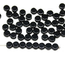 5mm Black coin czech glass beads, small round tablet shape, 50Pc