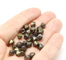 6mm Bronze luster bicone Czech glass beads, 30Pc