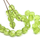 6mm Light green fire polished round czech glass beads, 30Pc
