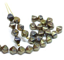 6mm Bronze luster bicone Czech glass beads, 30Pc