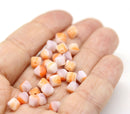 6mm Orange white bicone Czech glass beads, 30Pc