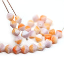 6mm Orange white bicone Czech glass beads, 30Pc