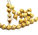 6mm Beige brown picasso bicone Czech glass beads, 30Pc