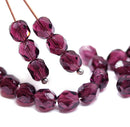 6mm Dark purple fire polished round czech glass beads, 30Pc