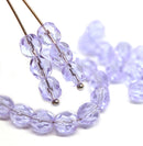 6mm Lilac fire polished round czech glass beads, 30Pc