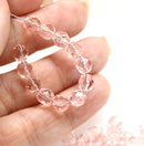 6mm Light rose pink fire polished round czech glass beads, 30Pc