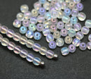 3mm Crystal clear Iris finish czech glass small spacers, 5g