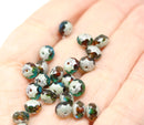 5x7mm Blue brown Czech glass rondelle beads spacer , silver finish - 25pc