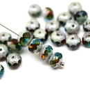 5x7mm Blue brown Czech glass rondelle beads spacer , silver finish - 25pc