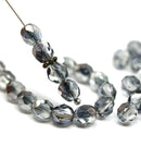 6mm Black diamond czech glass beads round faceted, 30Pc