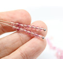 3mm Transparent pink czech glass small spacers, 5g