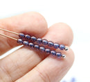 3mm Blue purple luster czech glass small spacers, 5g