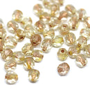 4mm Copper holes czech glass fire polished beads - 50Pc