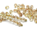 4mm Copper holes czech glass fire polished beads - 50Pc