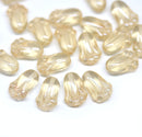 12x8mm Yellow tulip Czech glass beads - 20Pc
