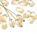 12x8mm Yellow tulip Czech glass beads - 20Pc