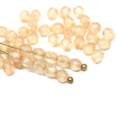 4mm Frosted yellow czech glass fire polished round spacers - 50Pc