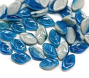 12x7mm Dark blue leaf mixed color Czech glass beads, 40pc