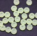 6x3mm Frosted jonquil yellow rondelle fire polished czech glass beads, 25pc