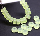 6x3mm Frosted jonquil yellow rondelle fire polished czech glass beads, 25pc