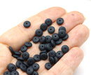 6mm Matte black czech glass rondelle beads - 50pc