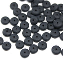 6mm Matte black czech glass rondelle beads - 50pc