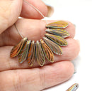 5x16mm Orange gold ornament dagger czech glass beads - 10pc