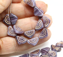 12x7mm Purple triangle beads copper ornament Czech glass, 25Pc
