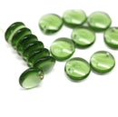 12mm Light olivine lentil czech glass beads, 20Pc