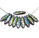 5x16mm Giraffe ornament dark red dagger czech glass beads - 10pc