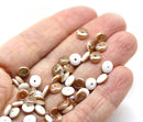 6mm Opaque white czech glass rondelle spacer beads brown luster, 50pc