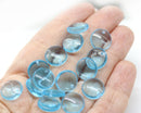 12mm Aqua blue lentil czech glass beads - 15Pc