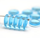 12mm Aqua blue lentil czech glass beads - 15Pc