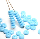 6mm Opaque sky blue czech glass rondelle spacer beads, 50pc