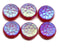 Frosted red czech glass snowflake beads AB finish - 6pc