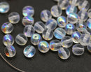 6mm Crystal clear AB finish czech glass round beads, 40Pc